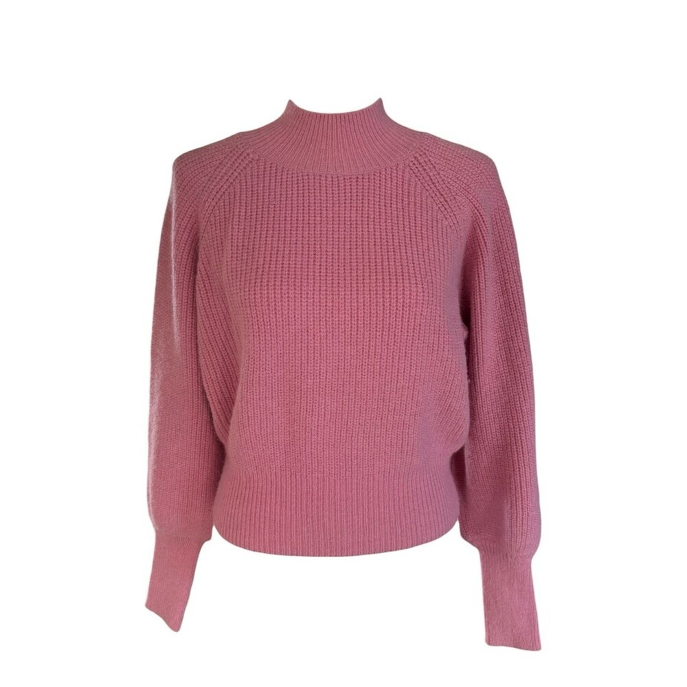 Pink Lily Rose Mock Neck Ribbed Knit Sweater